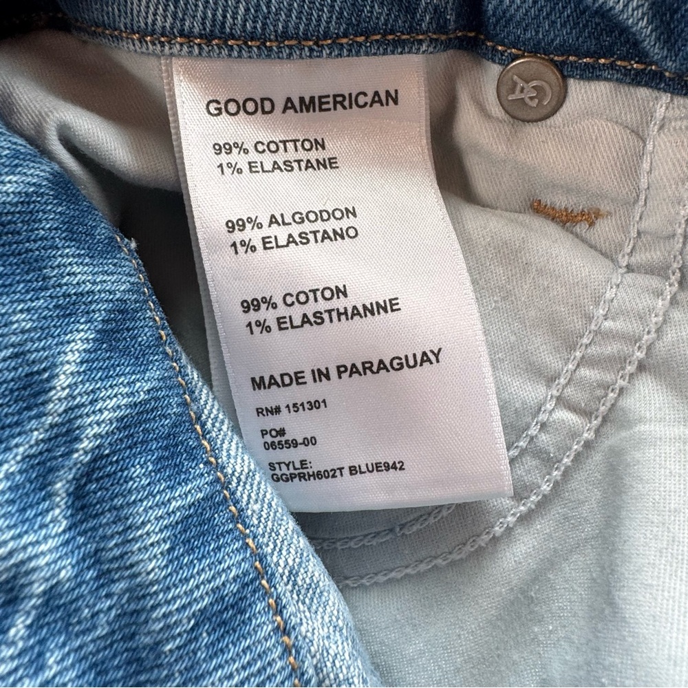 Good American Good Girlfriend Straight Leg Jeans Frayed Size 0/25 - Picture 6 of 7